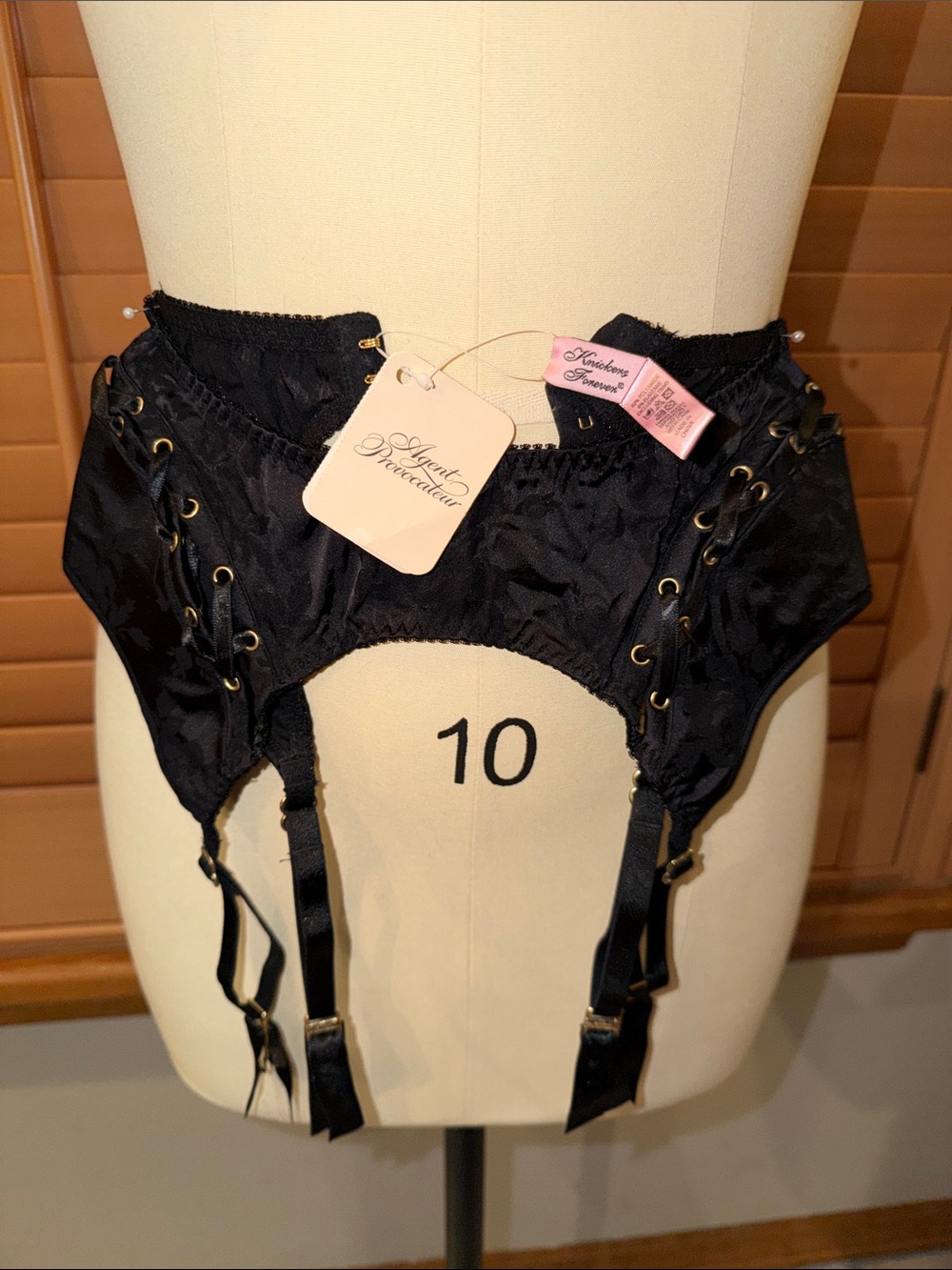 Agent Provocatuer Black Lace-Up Garter Belt